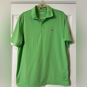 Vineyard Vines Men’s Green Striped Polo Shirt Size M Whale Logo NWOT